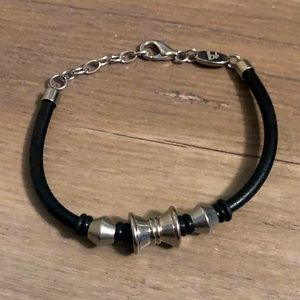 New Bruno Banani leather and stainless Steel beaded bracelet